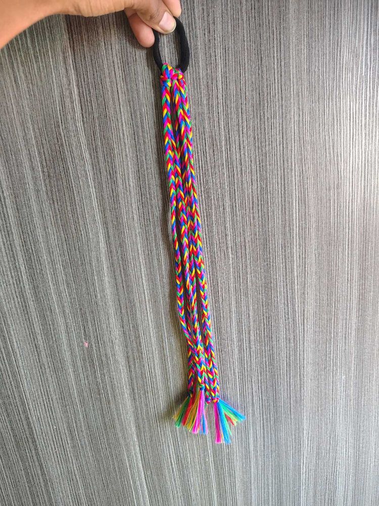 Boho Rainbow Braided Hair Tie