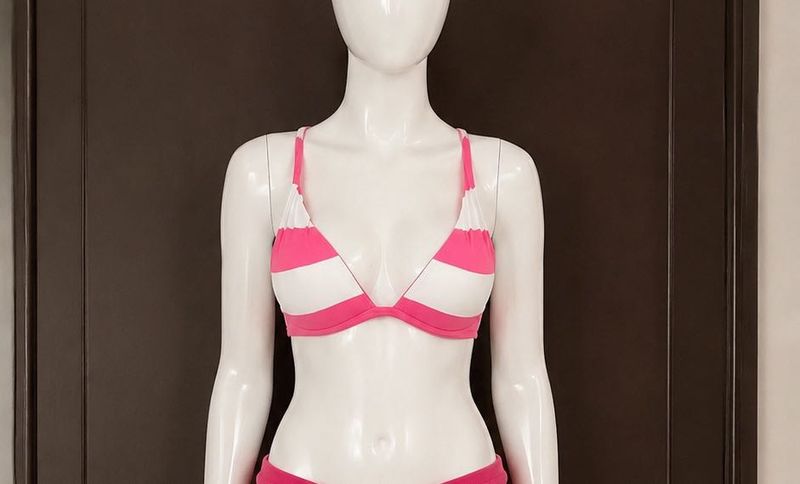 TODAY’s OFFER Pink &amp; White Striped Bikini Top