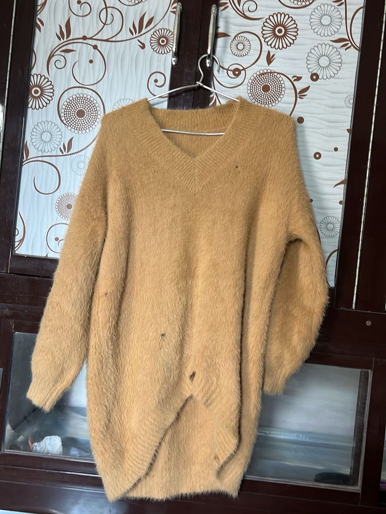 Cozy V-Neck Fuzzy Sweater