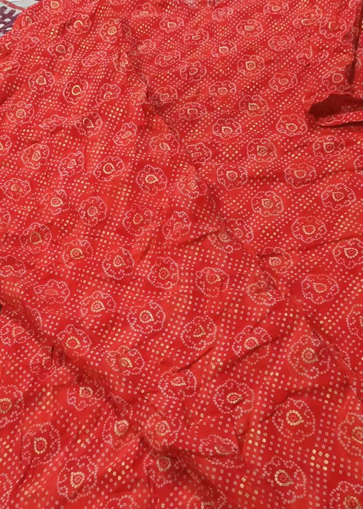 red bandhni kurta set