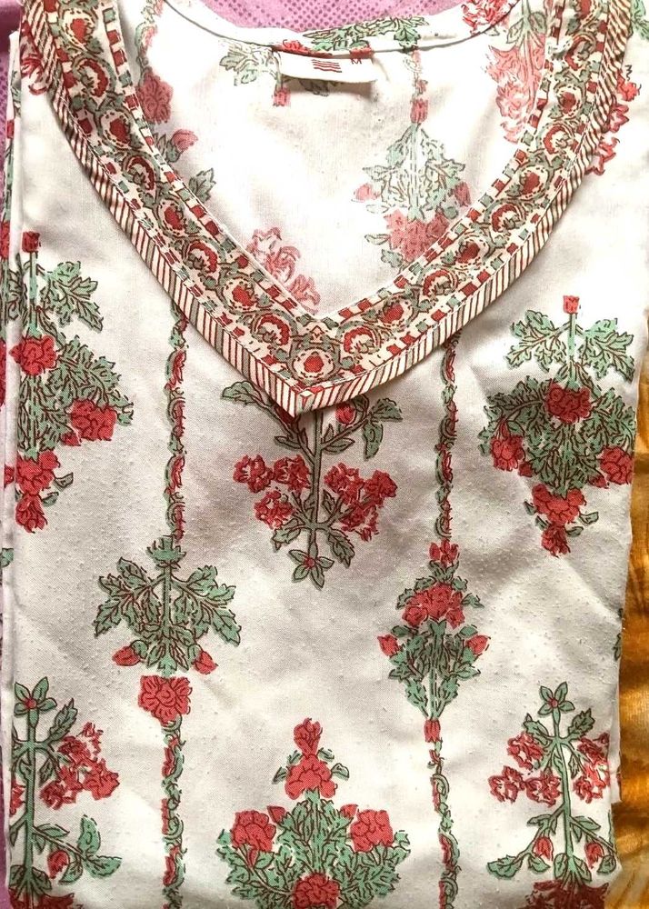 Floral Print Cotton Kurta