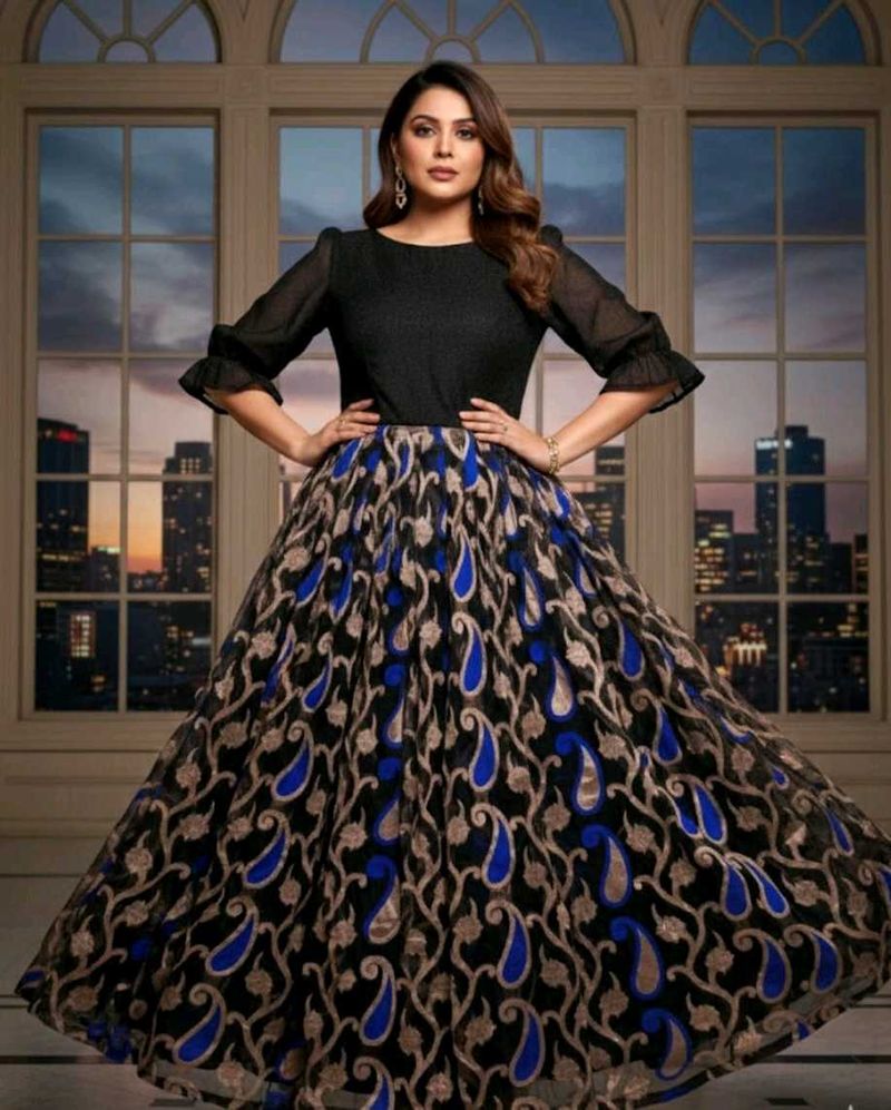 Black &amp; Blue Ethnic Gown 💙🖤