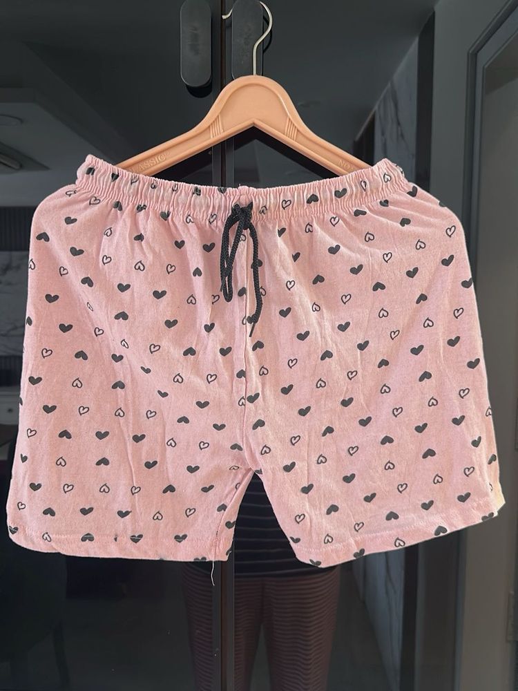 Cute Pink Heart Shorts, Waist- 28 Strechable