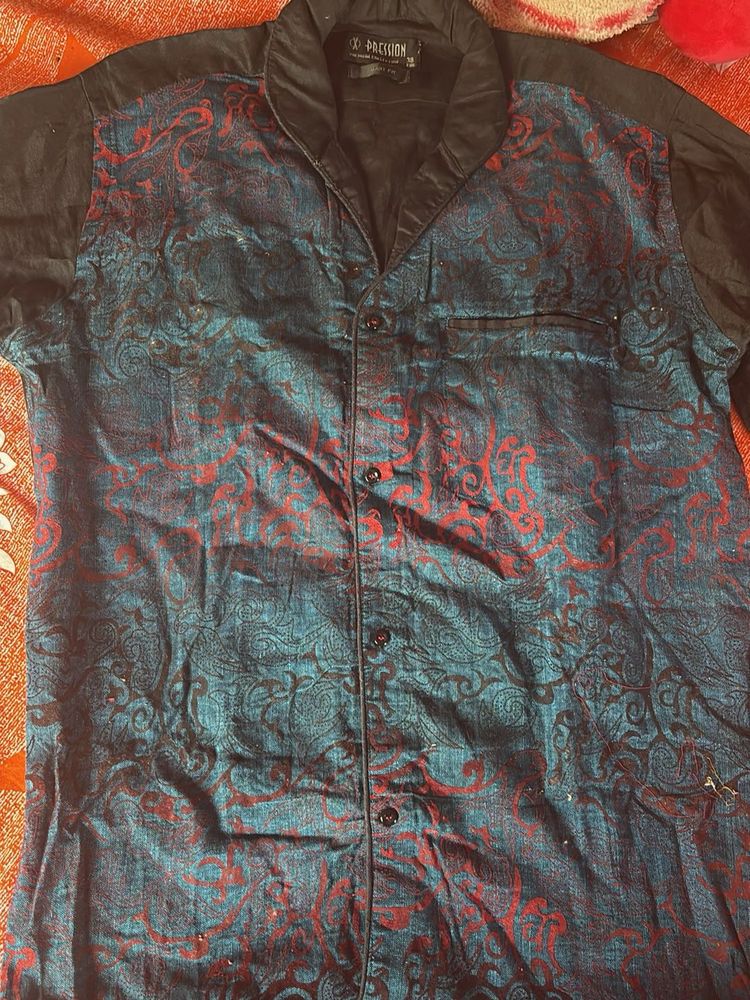 Men's Statement Print Button-Up Shirt