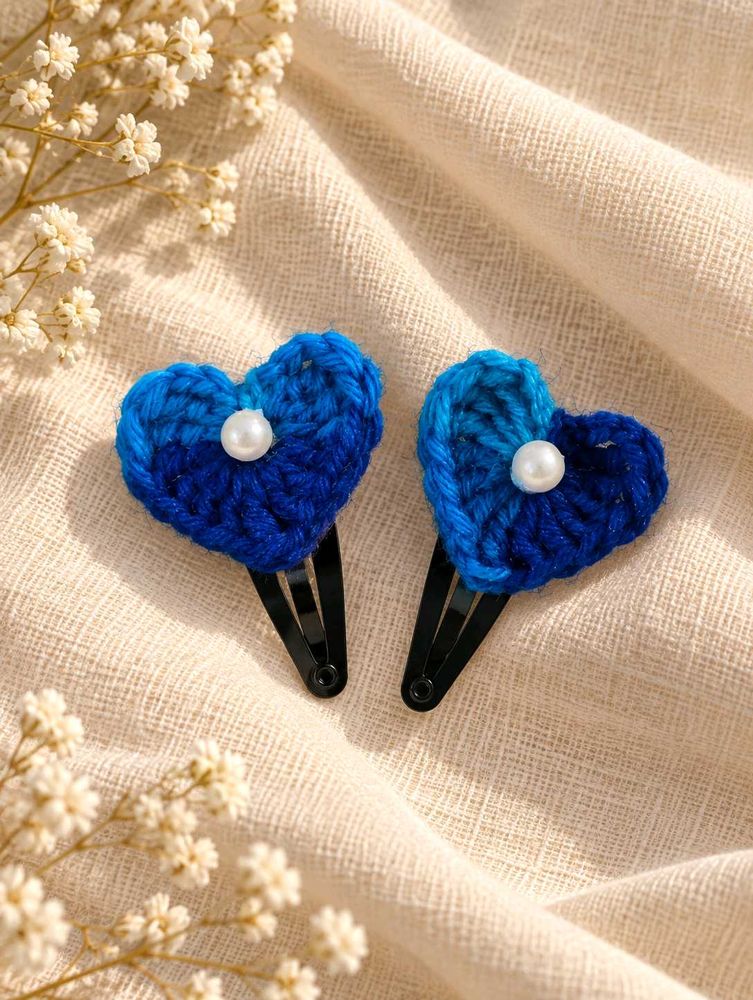 12 Pairs of Cute Crochet Heart Hair Clips