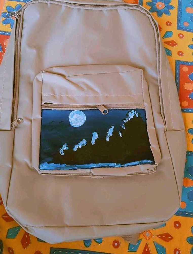 Hand-Painted Moonlit Landscape Backpack