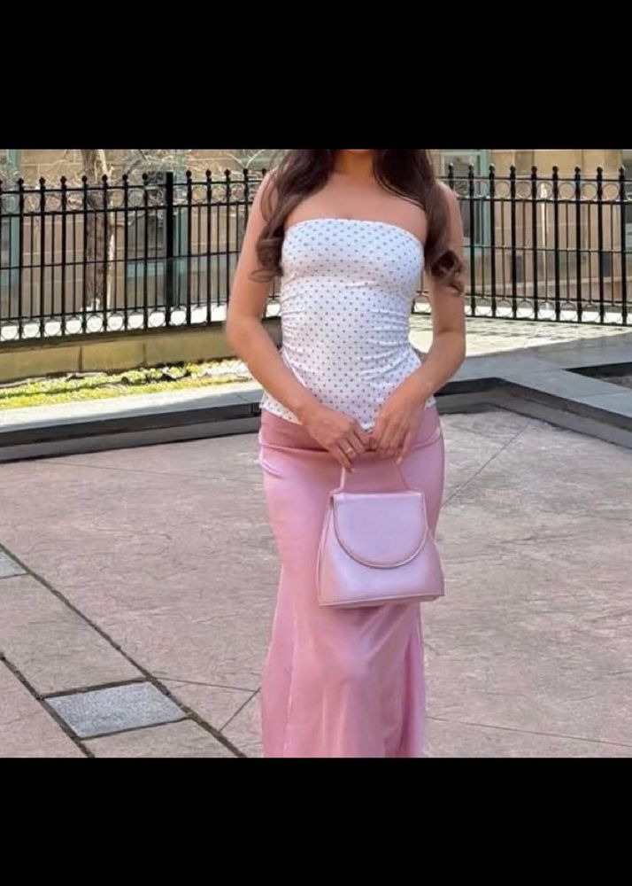 y2k strapless Polka Dot top with skirt