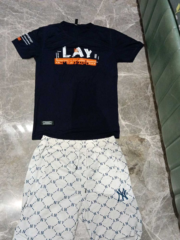 Men's NY Print T-shirt &amp; Shorts Set