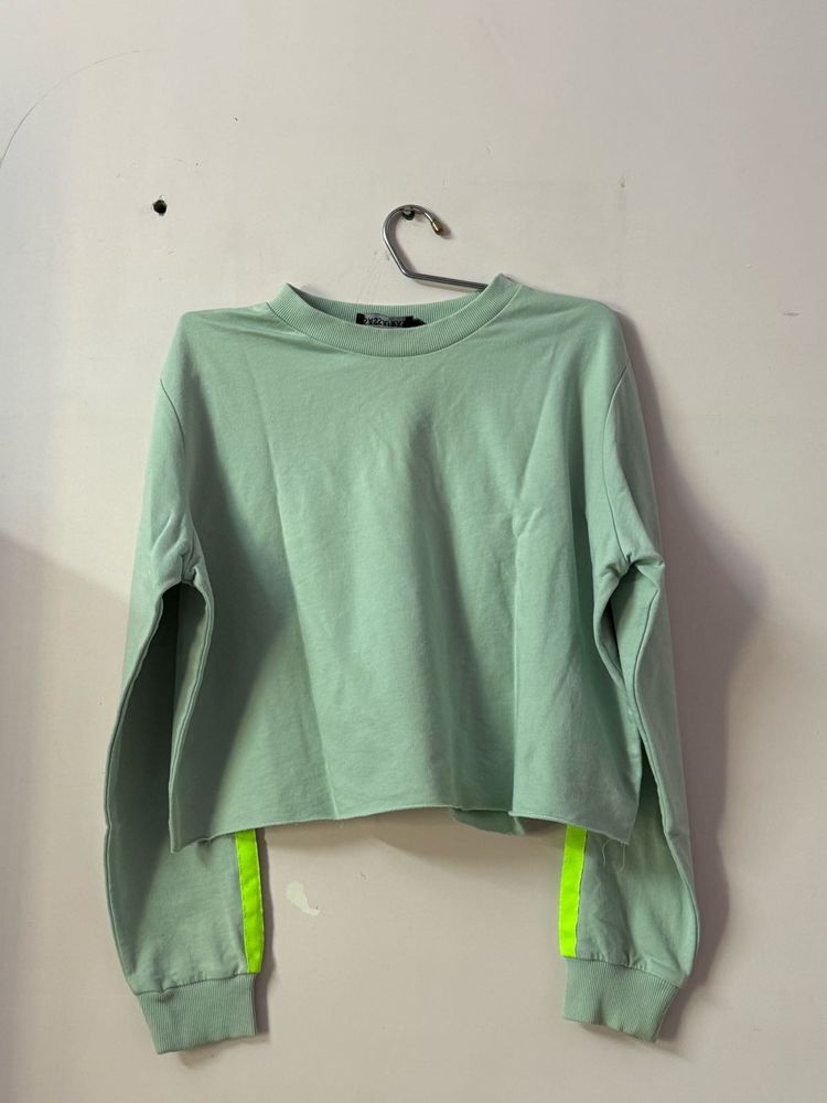 Mint Green Cropped Sweatshirt