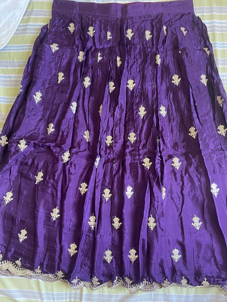 Purple Embroidered Ethnic Skirt