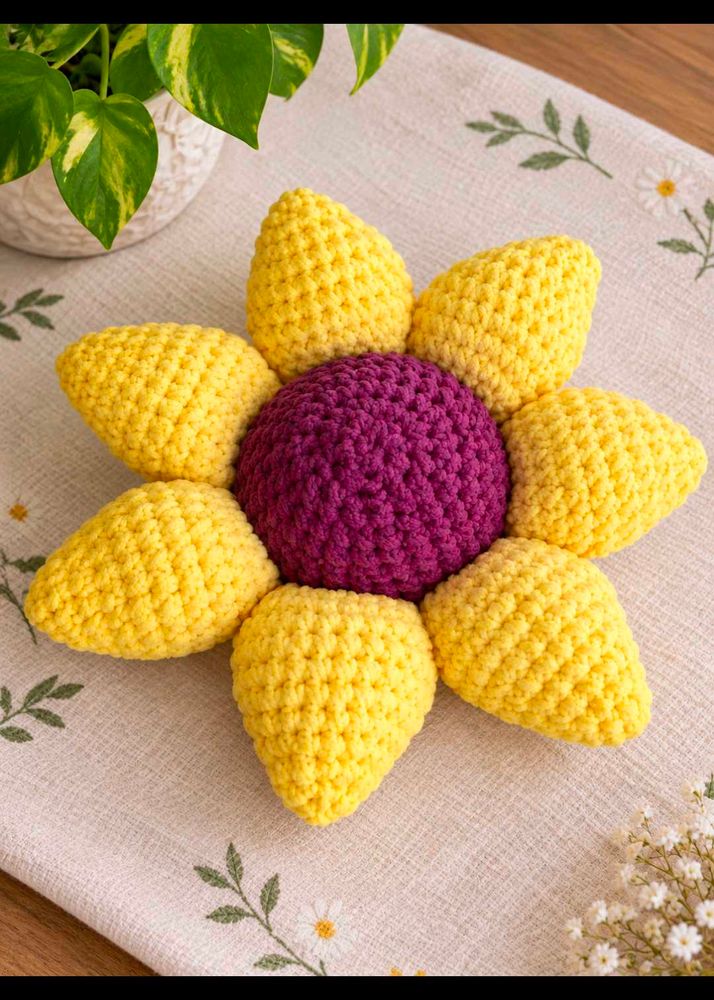 Crochet sunflower 🌻 plush pillow