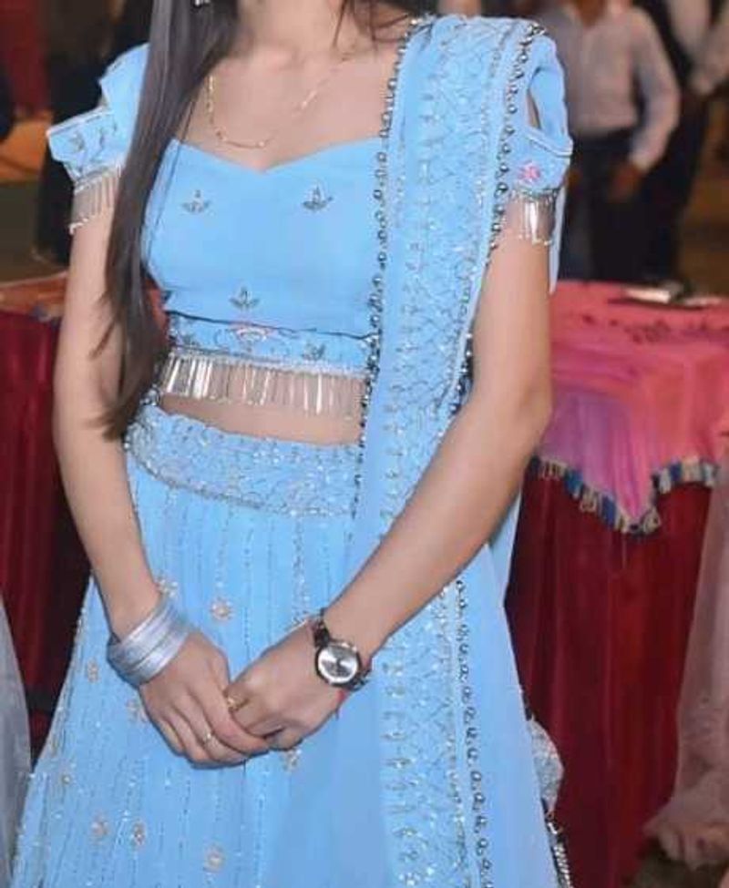 Very Beautiful Skyblue Party Wear Lehnga