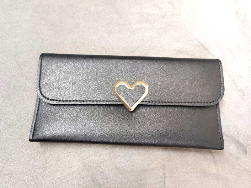 Archies Black Wallet with golden Heart Detail