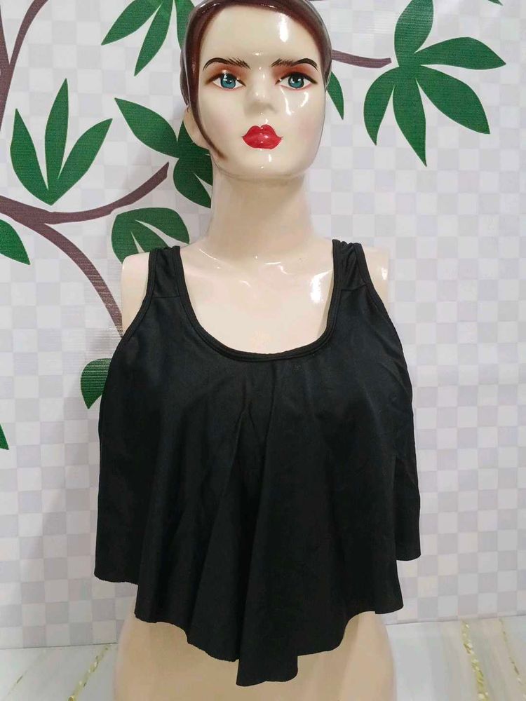 (400)Black Ruffle Tank Top