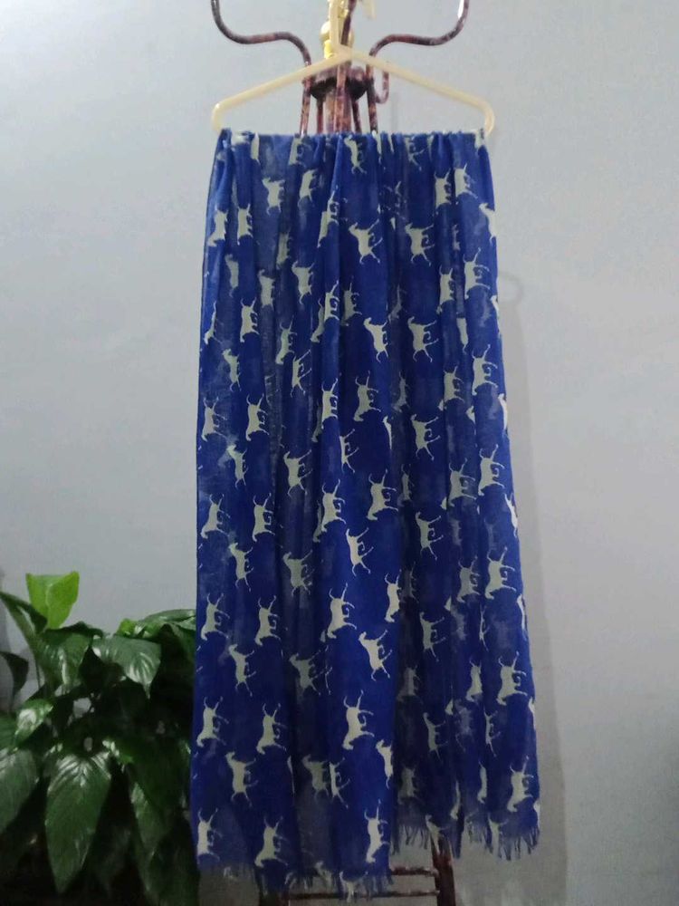 Blue Printed Dupatta with White Motifs