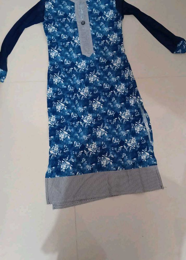 Blue Floral Print Kurta
