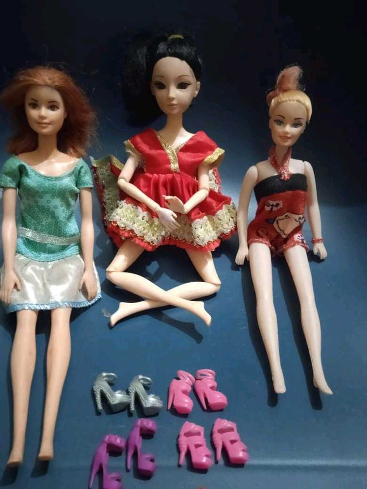 Cute Barbie Dolls 3 Combo Set with Shoes