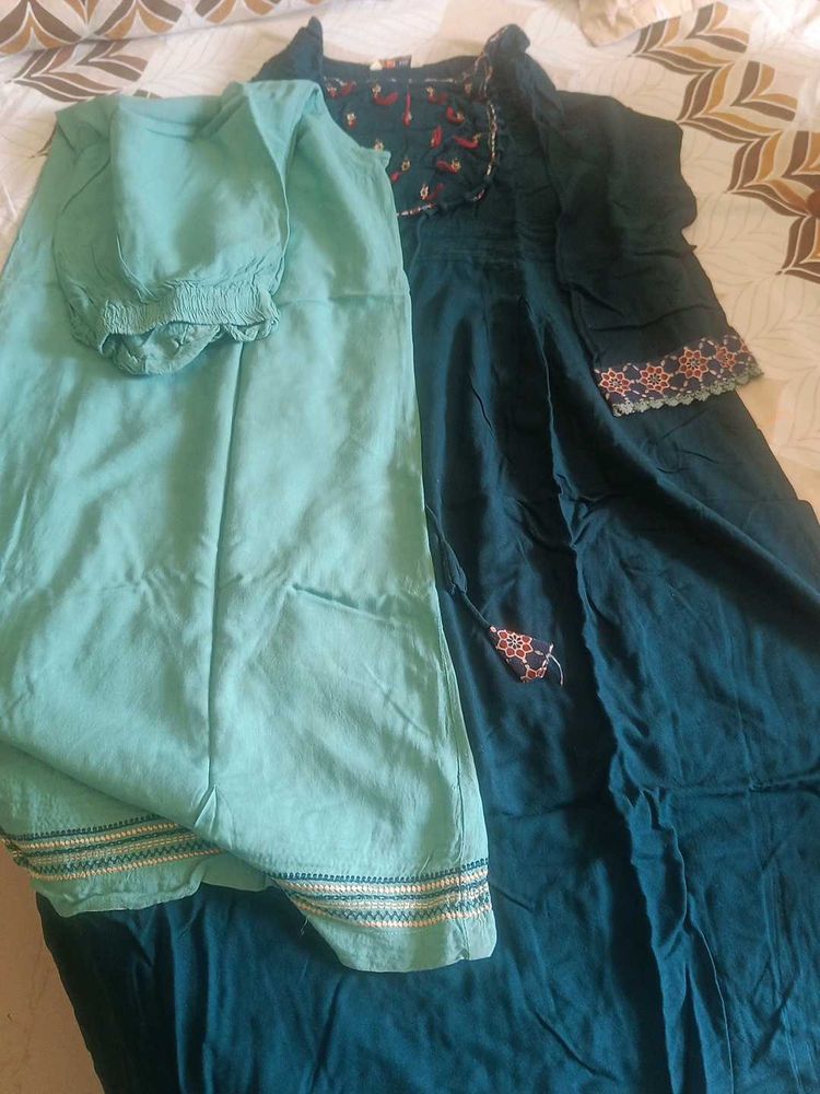 Teal Kurta Set with Trousers