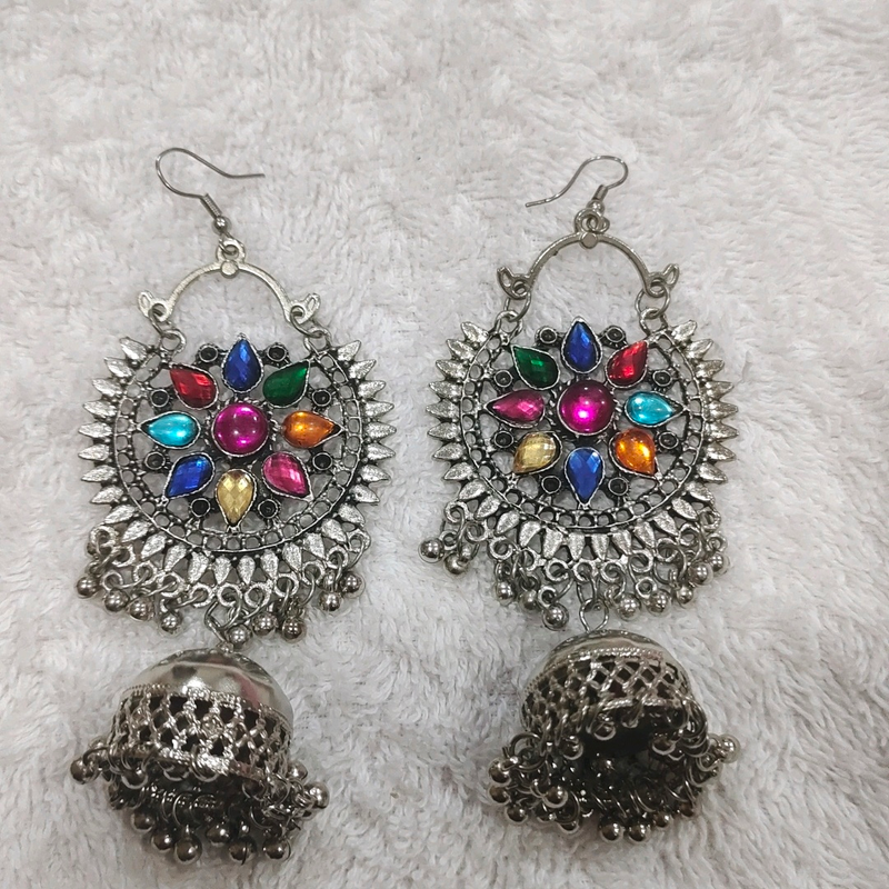 long oxidised earing