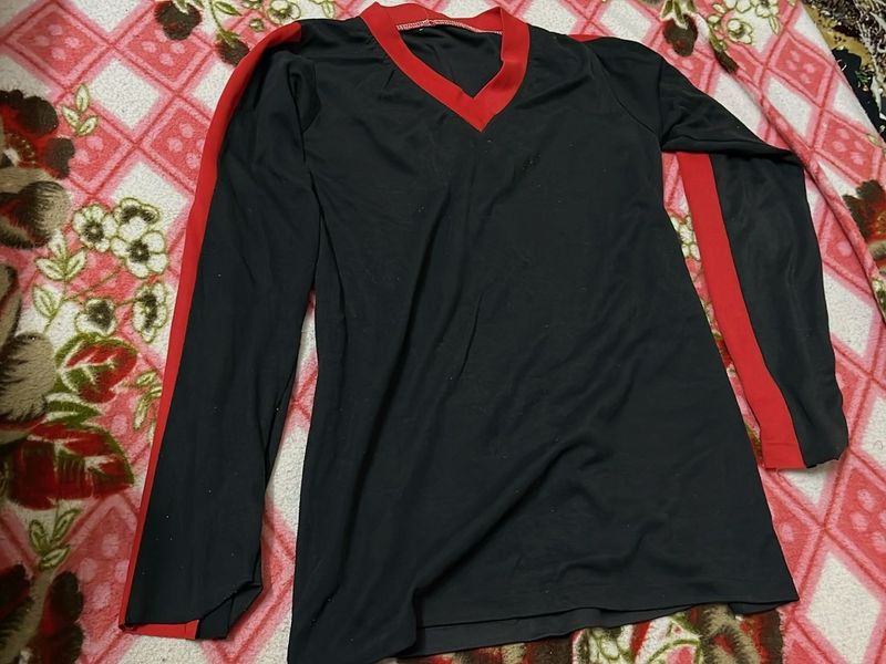 Red &amp; Black Long Sleeve Top