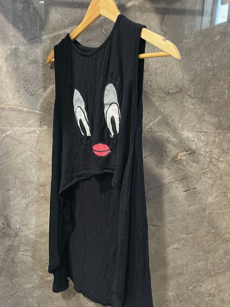 Cute Black Graphic Tank Top