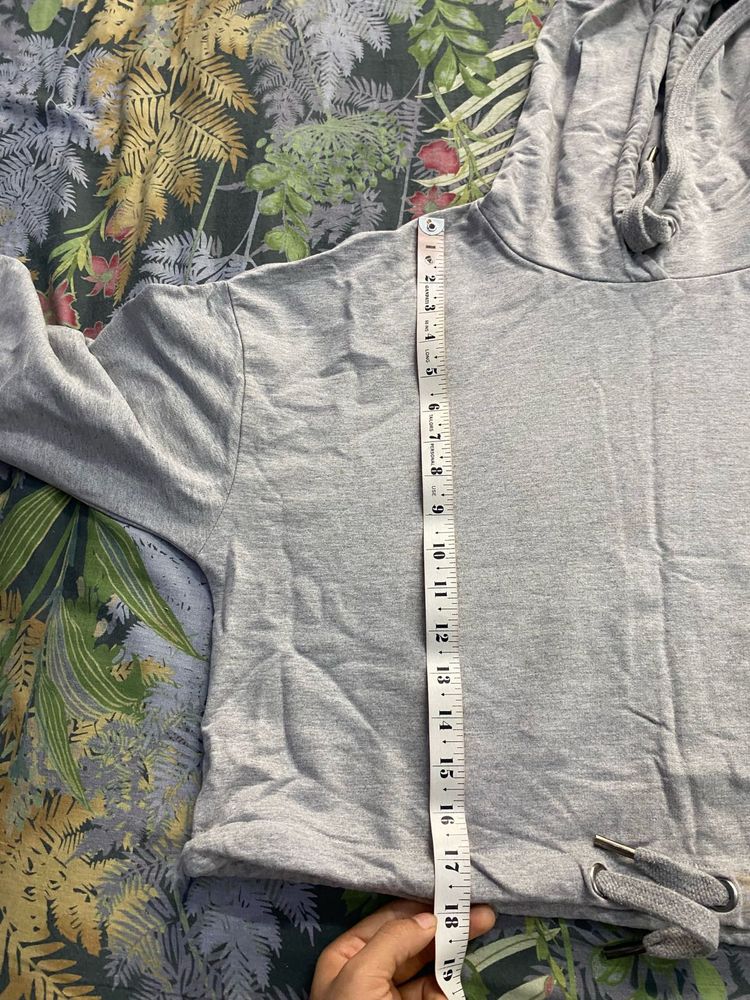 Grey Cropped Hoodie