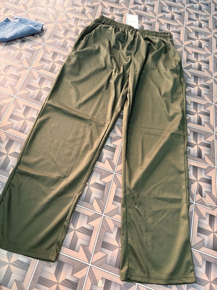 Olive Green Wide Leg Pants