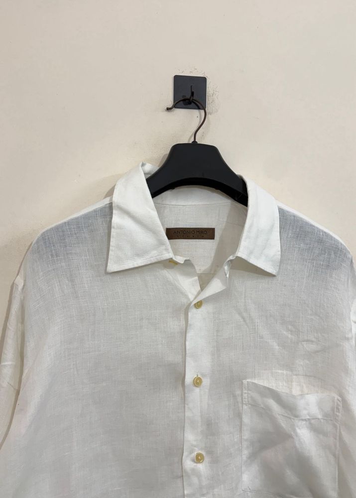 Men's White Linen Shirt