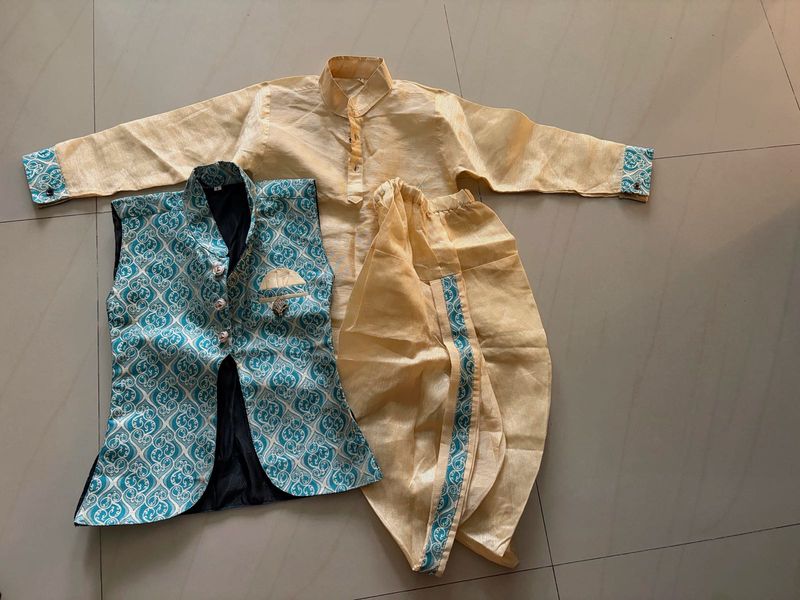 kids Traditional Silk Dhoti Kurta Set