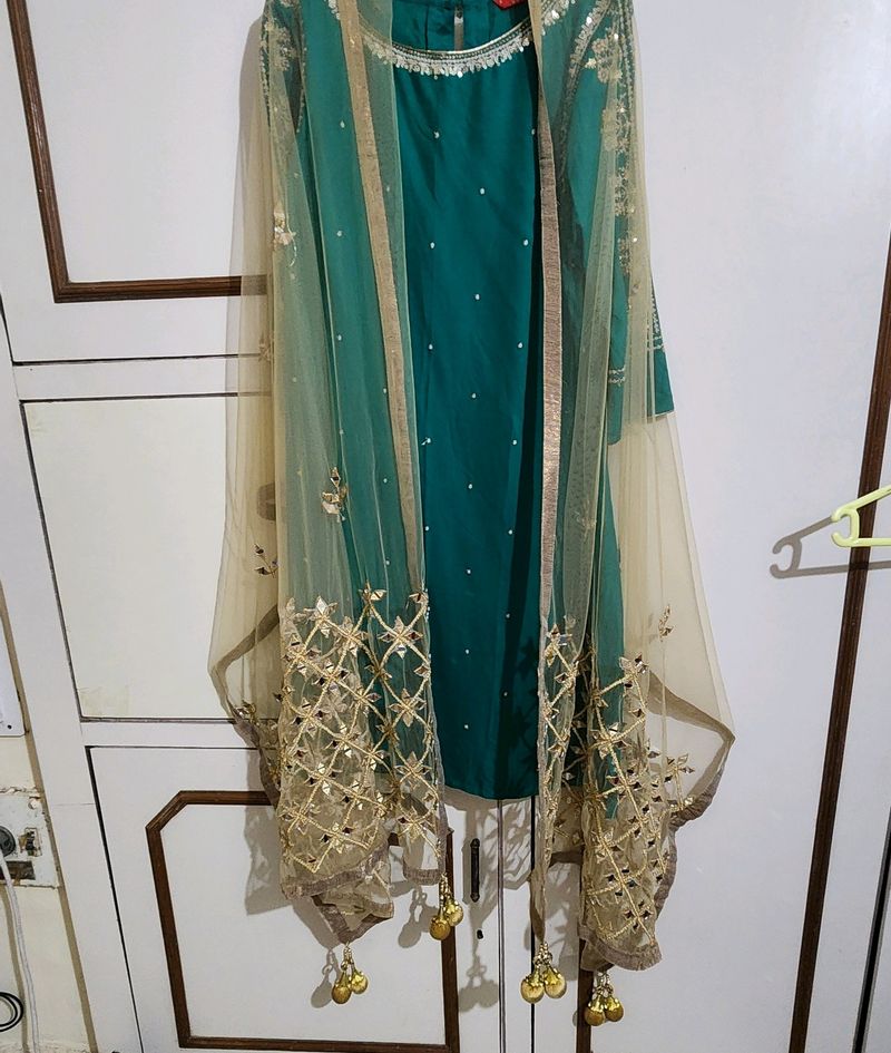 Golden Sheen And Mirror Dupatta