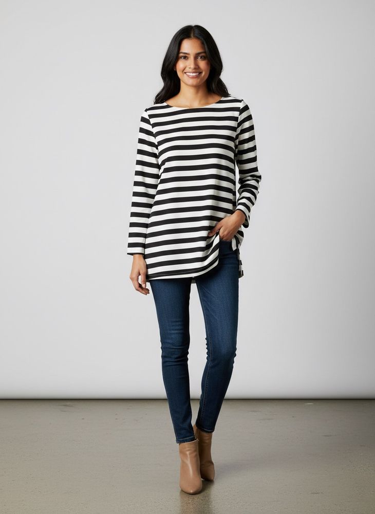 Striped Long Sleeve Tunic Top