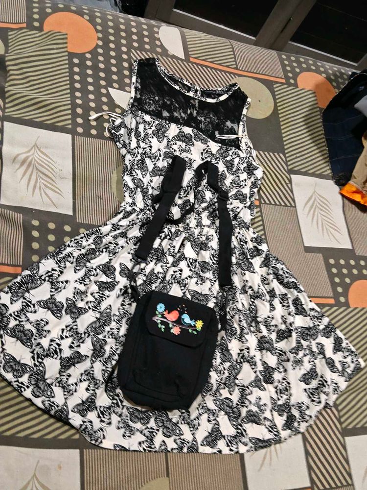 Cute Butterfly Print Dress and bag free
