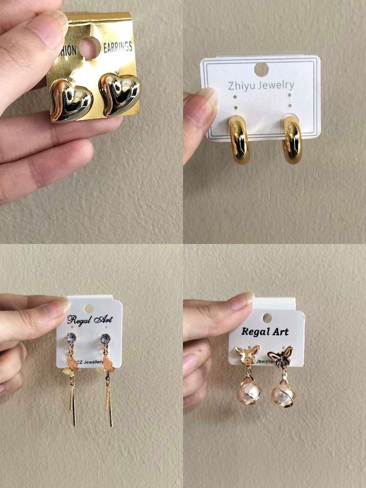 Charming Heart &amp; Hoop Earrings Set of 4