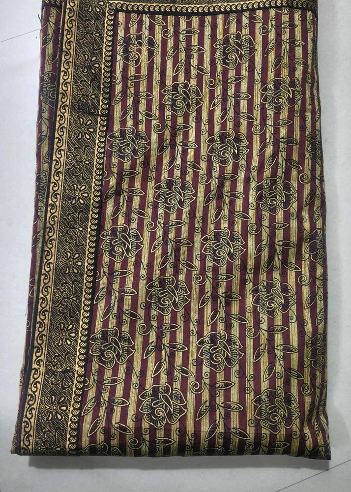 Elegant Floral &amp; Striped Saree