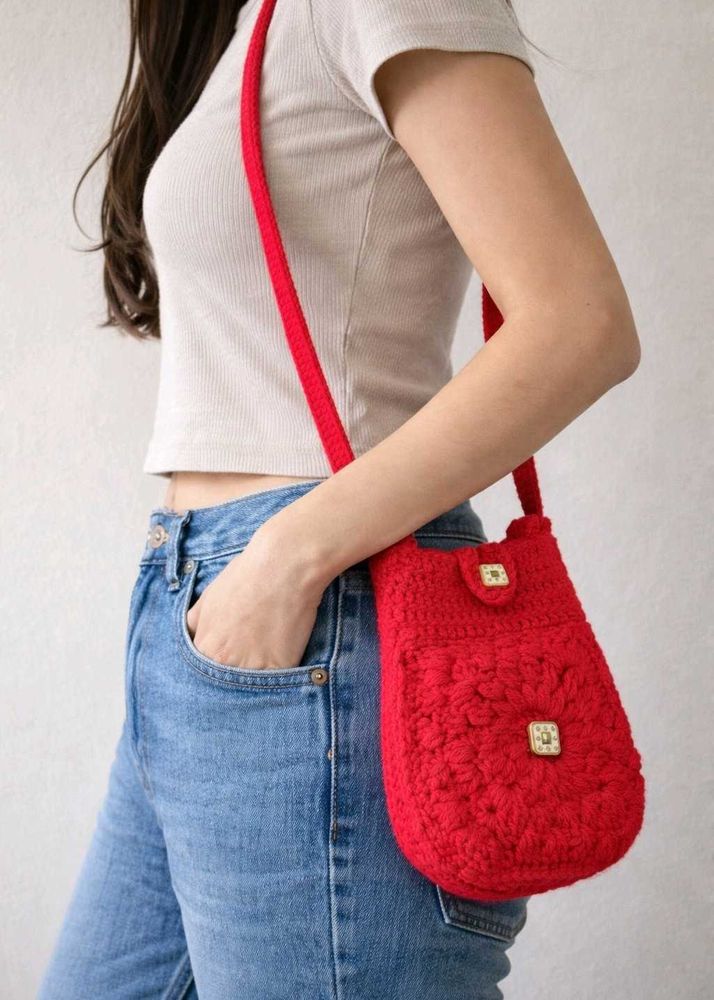 Red Crochet sling Bag