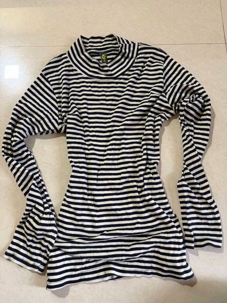 Striped Turtleneck Top