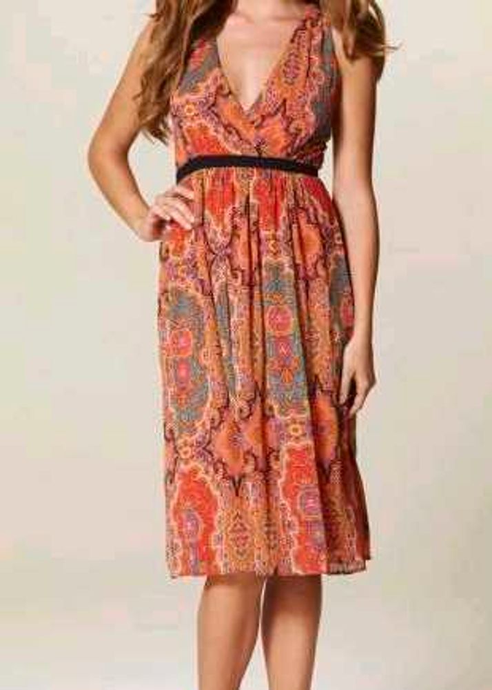 Boho Paisley Print Midi Dress