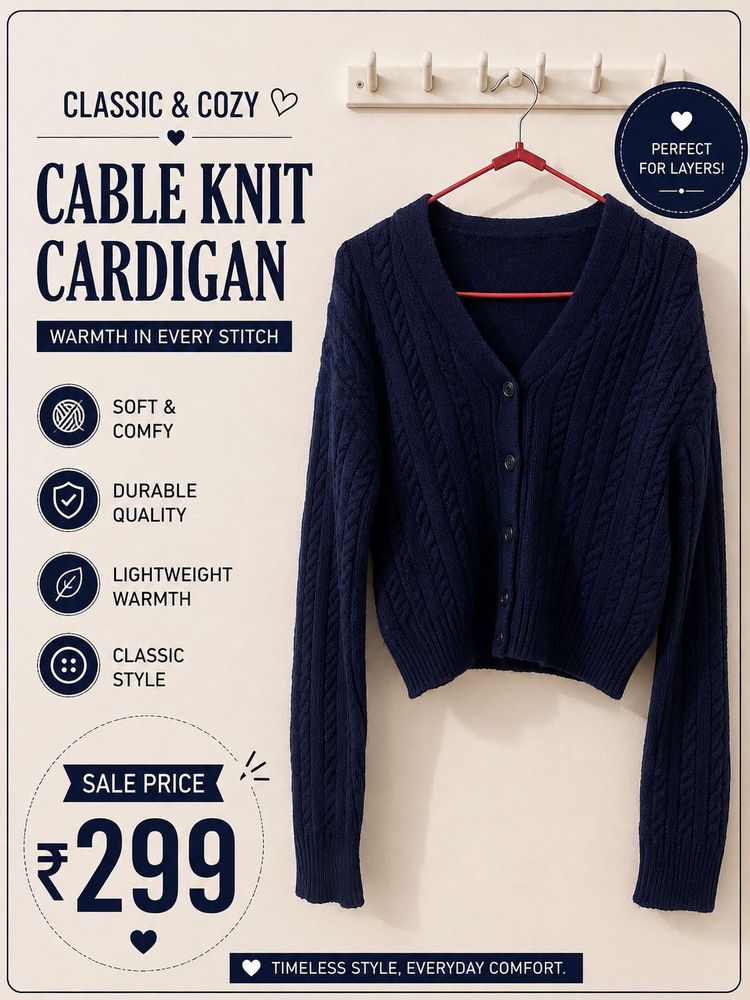 Classic Cable Knit Cardigan
