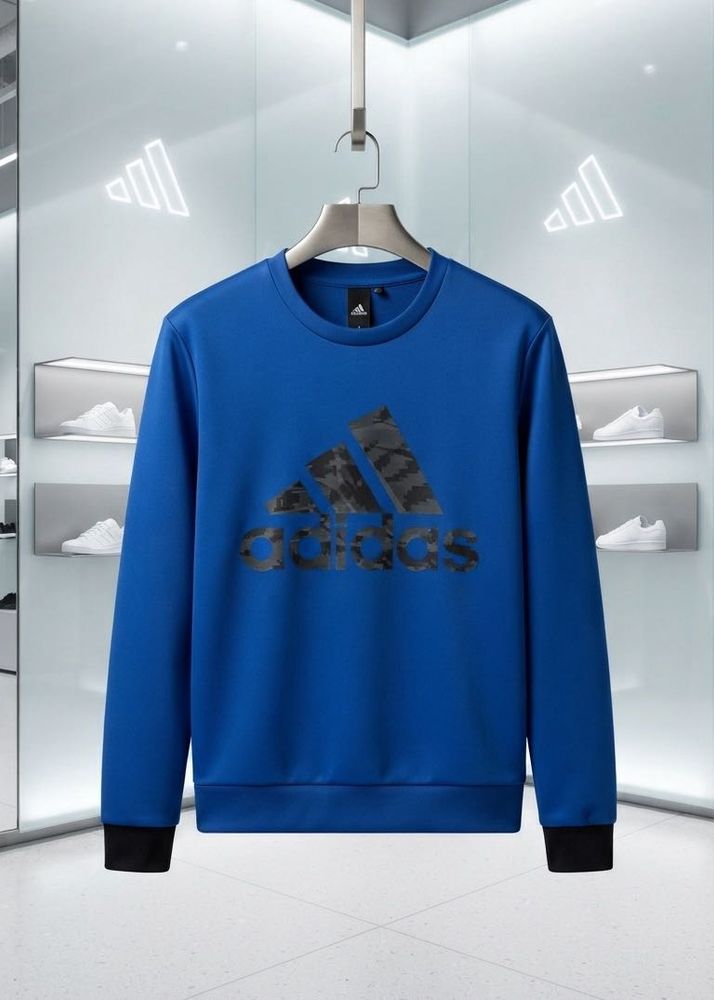 Adidas M size men's Blue Camo Logo Sweatshirt