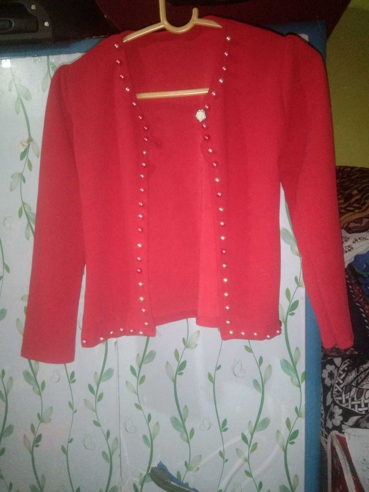 Red Embellished Jacket