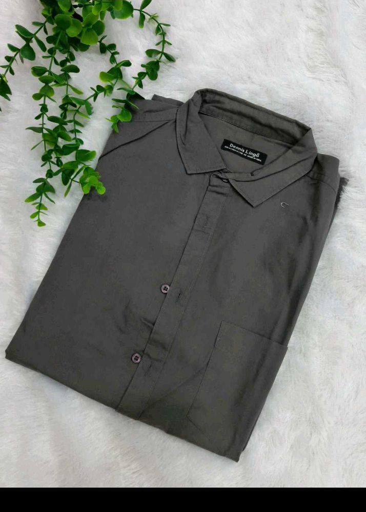 Men's Dark Grey Button-Up Shirt
