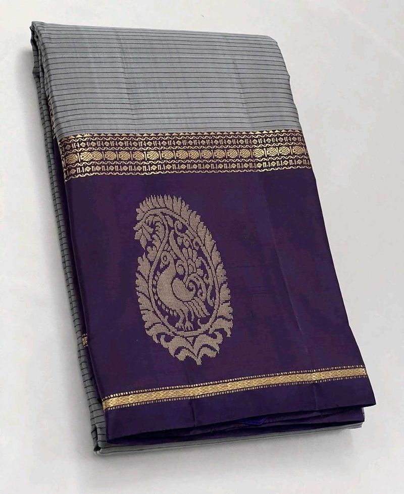 Elegant Grey &amp; Purple Saree