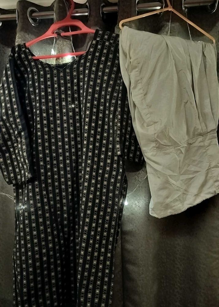 Cotton kurta with Crepe Salwar set