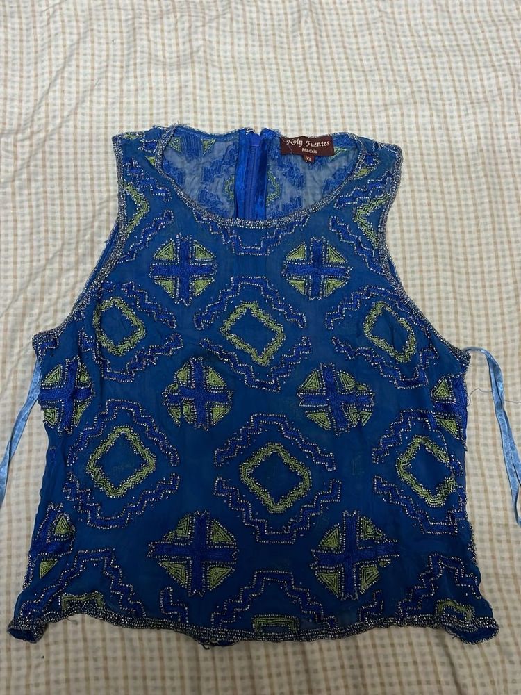 Vintage Beaded Sleeveless Top