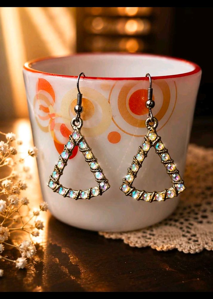 Sparkling Triangle Dangle Earrings