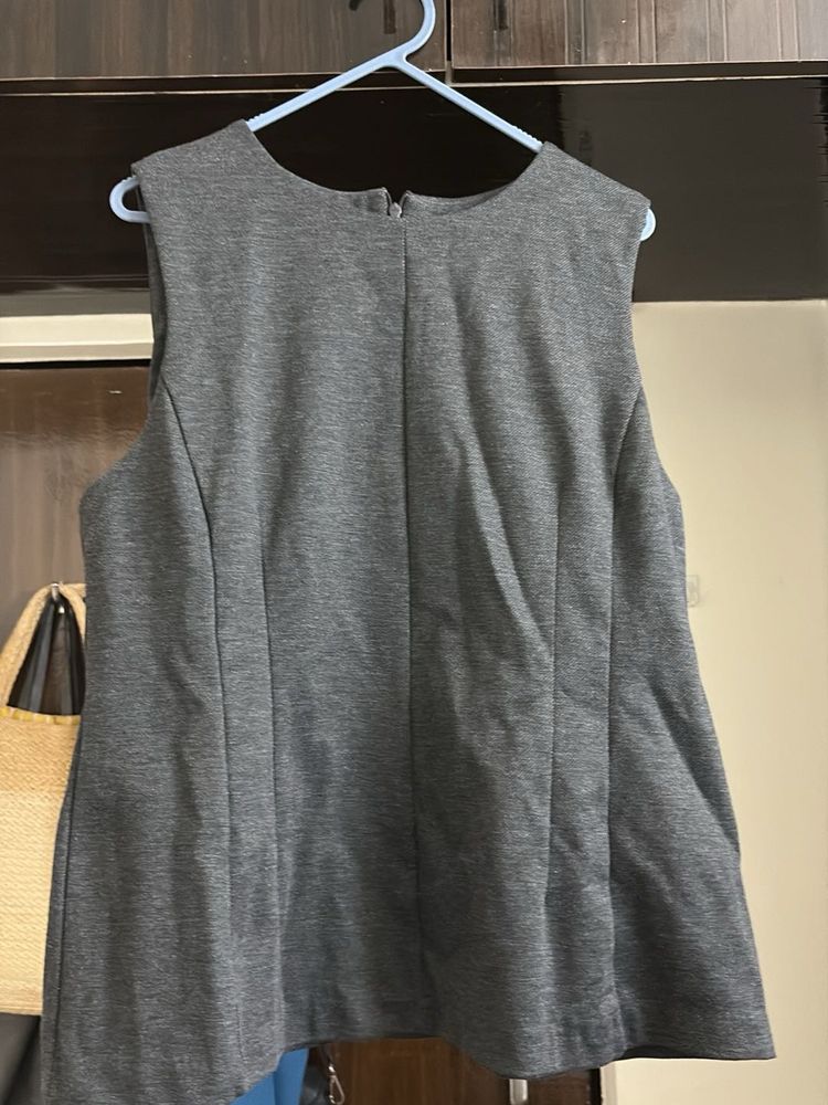 Classic Grey Sleeveless Peplum Top