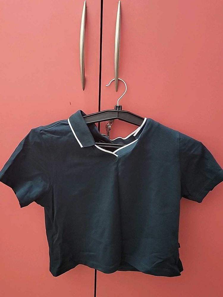 Stylish Navy Blue Crop Top