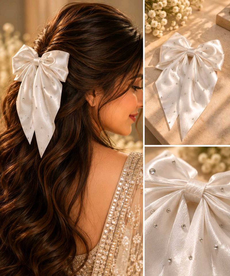 Elegant Bow Hair Clip with Rhinestones