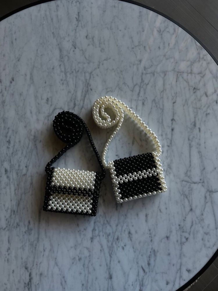 Black And White Beaded Bag