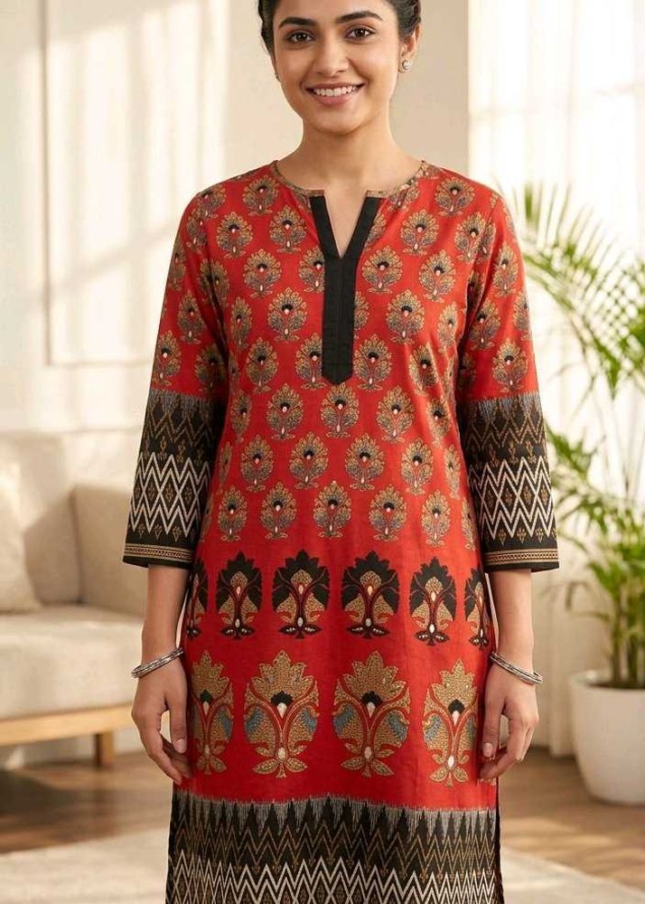 Vibrant Red Ethnic Kurta
